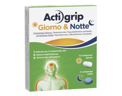 Actigrip - Giorno e Notte per Raffreddore Febbre e Influenza 12+4 Compresse