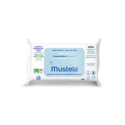 Mustela - Salviette Compostabili all'Acqua Senza Profumo - 60 salviette