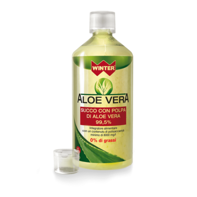 WINTER Aloe Vera Succo con Polpa di Aloe Vera 99,5% - 1L