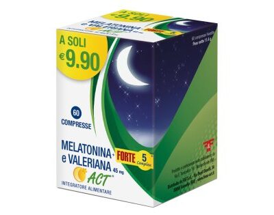 Melatonina ACT + Forte 5 Complex e Valeriana - Integratore Alimentare 60 Compresse