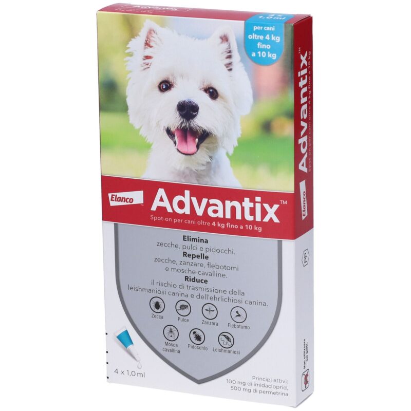 Advantix Spot-On per Cani da 4 a 10kg - 4 pipette da 1,0ml