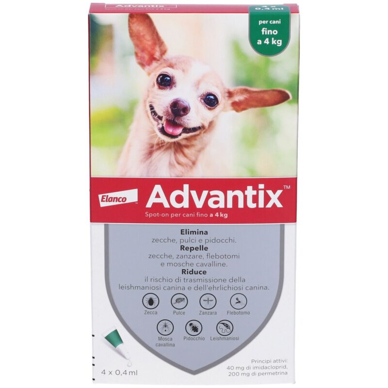 Advantix Spot-On per Cani fino a 4kg - 4 pipette da 0,4ml